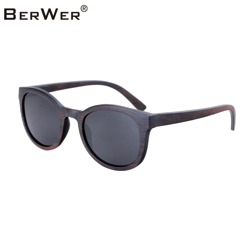 

BerWer New 100% Real Ebony Wood Sunglasses Polarized Handmade Wooden Sun Glasses Men Gafas Oculos De Sol Sunglass