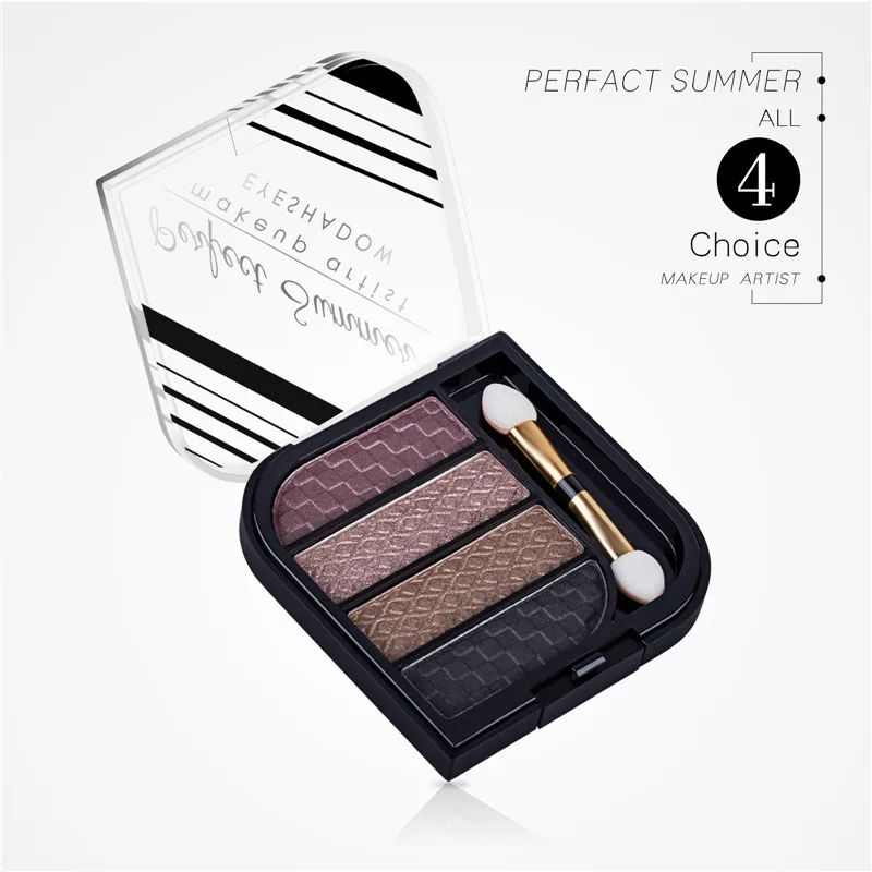 4 цвета Тени для век Макияж Палитра супер тени с блестками наборы высокое