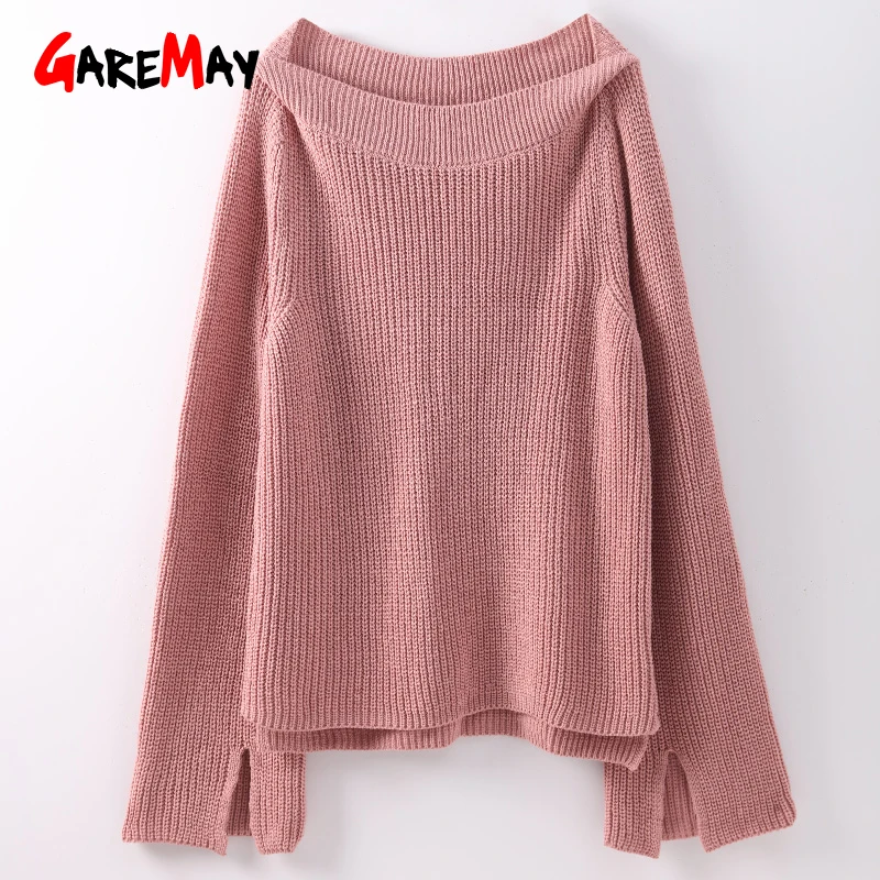 Женский свитер с длинным Расклешенным рукавом розовый большого размера осень 2020