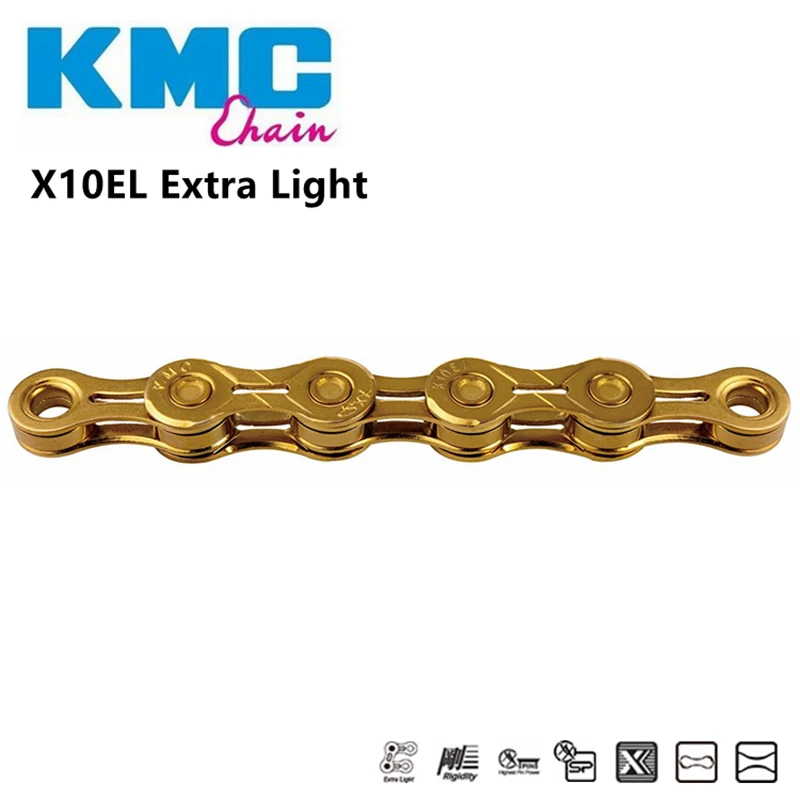 Оригинальные цепи KMC X10EL X10 116 Links сверхлегкие золотые для гоночных игр цепь с