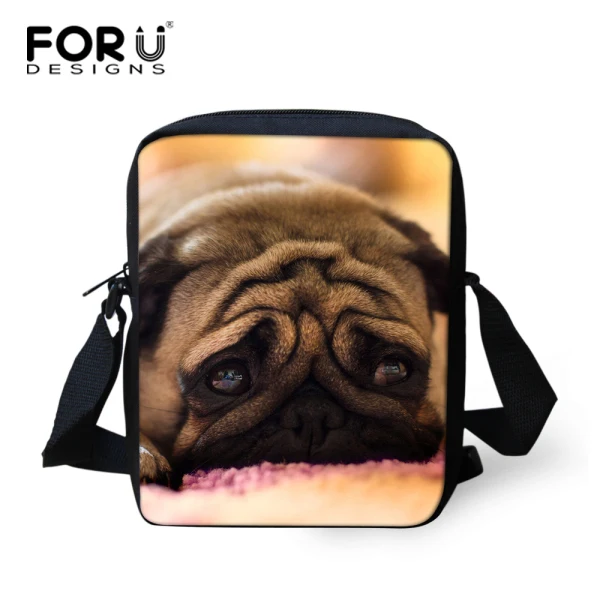 6151E FORUDESIGNS/женские сумки-мессенджеры, мини-сумки для девочек, 3D принт с животными Мопсом, Детская сумка на плечо, женская сумка через плечо, испанская сумка, маленькая - Цвет: 6151E