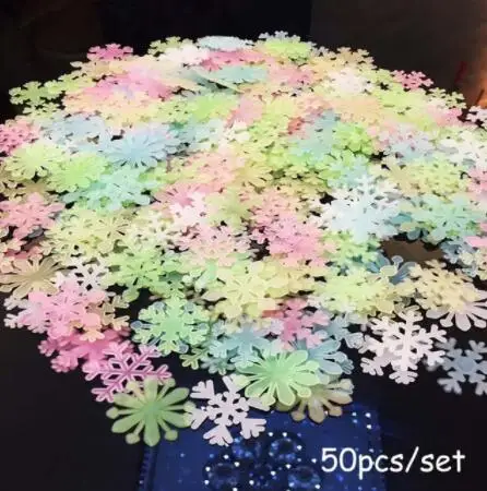 Colorful 50 шт./компл. светится в темноте зимние наклейки флуоресцентная светящаяся игрушка, которая светится ночью «Луна», «Звезды» игрушки светильник вверх детский спальный игрушка подарок для детей - Цвет: Colorful