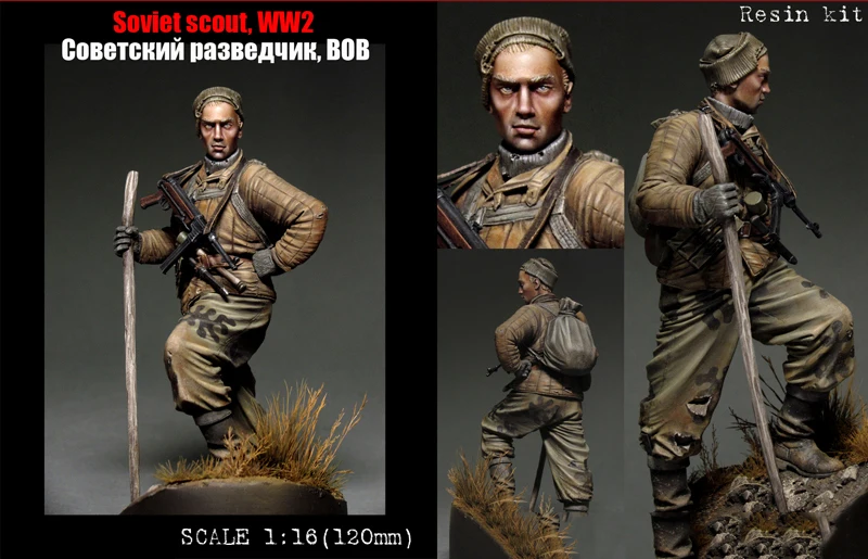 

Scale Models 1/ 16 120mm Soviet Scout Soldier 120mm figure Historical Resin Model