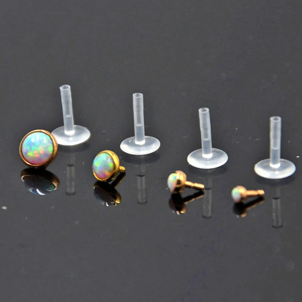 BOG-7PCS AB& Clear& Opal Zircon biopast PTFE губная серьга бар кольцо Монро Серьги для губ Cartiliage пирсинг для козелка ушной раковины кольцо для пирсинга