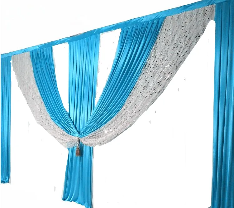 Бирюзовый Голубой Свадебный занавес 6 м в длину занавески для праздника