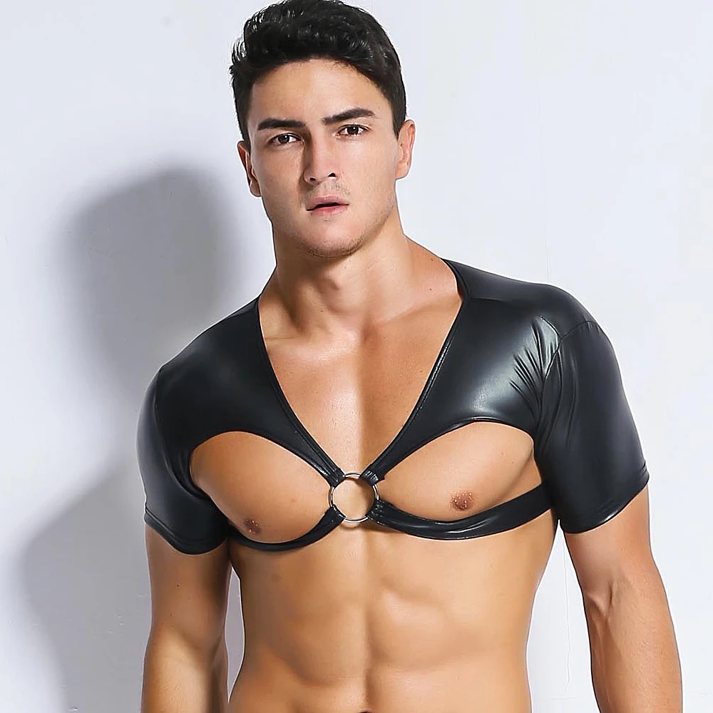 

Mens Erotic Leather Harness Punk Belts Gothic Body Bondage Customes Cage Male Sexy Latex Chest Belts Hot Sexy Lingerie Clubwear