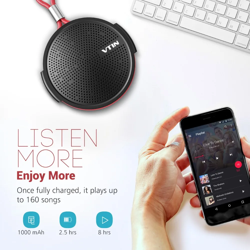VTIN Беспроводной Динамик s HD звук Портативный Bluetooth 4,2 Динамик С микрофоном на присоске для iPhone XS/X/8/7/6 huawei Коврики
