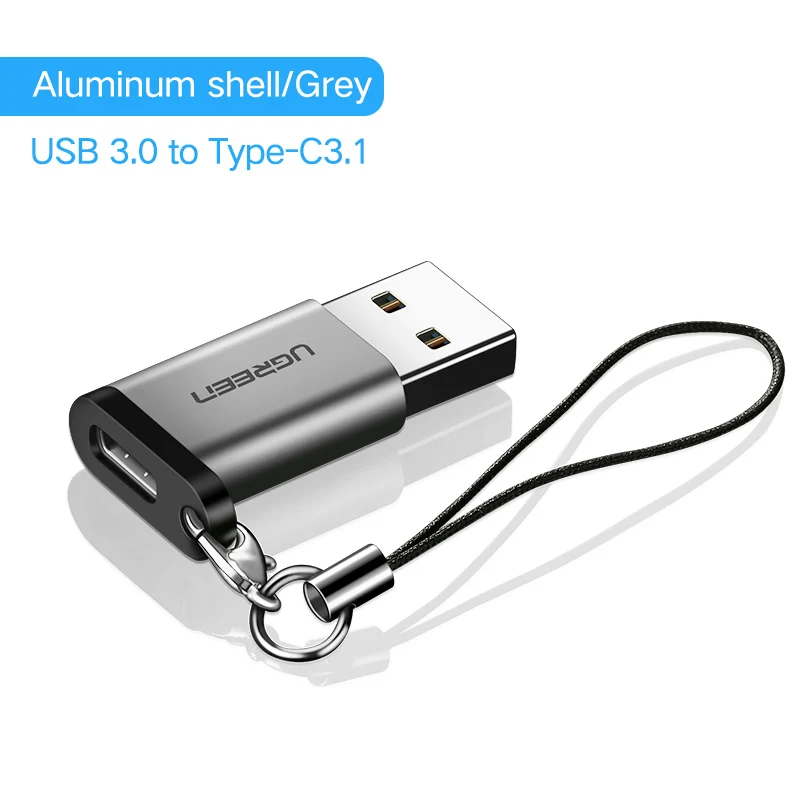 Black with keychain Ugreen USB C адаптер USB 3,0 папа-USB 3,1 type C мама type-C адаптер для ПК ноутбука samsung huawei P20 наушники USB адаптер - Цвет: Black with keychain