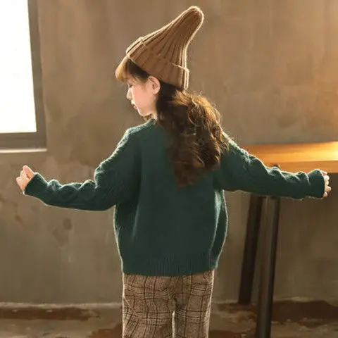 INS hot Baby Girls knit cardigan 3-11 years old kids sweater Single-breasted vertical striped crossover cardigan fashion