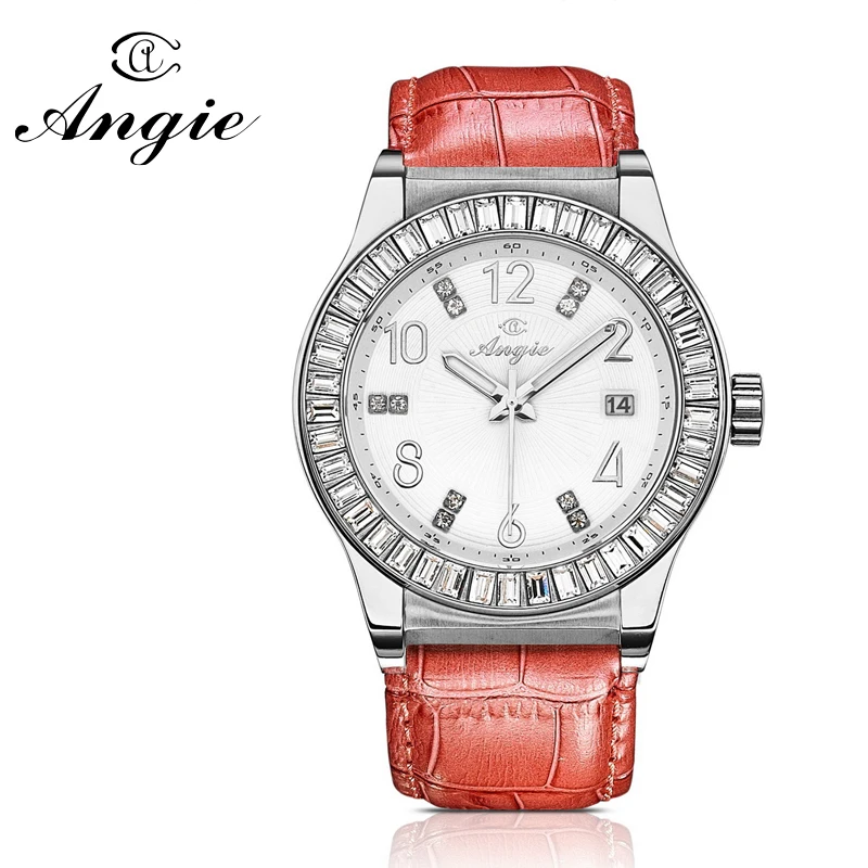 Горячие популярных ЭНДЖИ Марка Женщины Платье Часы Водонепроницаемые Кожаный
