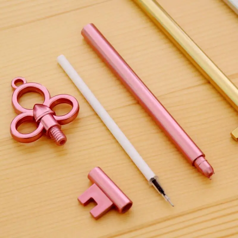 

0.38mm Creative Gold Key Gel Pen Metal Texture Cute Kawaii Customalized Pens For Kids Novely Item School Supplies