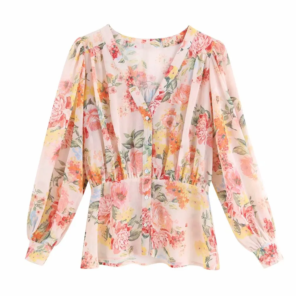 2019 za женские летние блузки шифоновые рубашки с цветочным принтом s Camisa Blusas Feminina