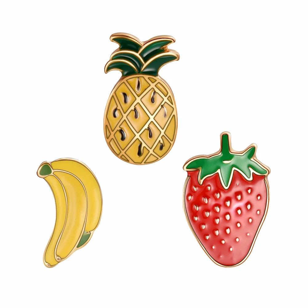 3Pcs/Set Cartoon Banana Pineapple Enamel Badge Collar Brooch Pin Clothes Jewelry | Украшения и аксессуары