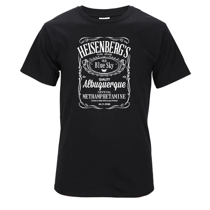 BLK Хлопковая забавная Мужская футболка наивысшего качества heisenberg, повседневная мужская футболка с коротким рукавом и принтом «breaking bad», модная крутая футболка для мужчин - Цвет: BLK