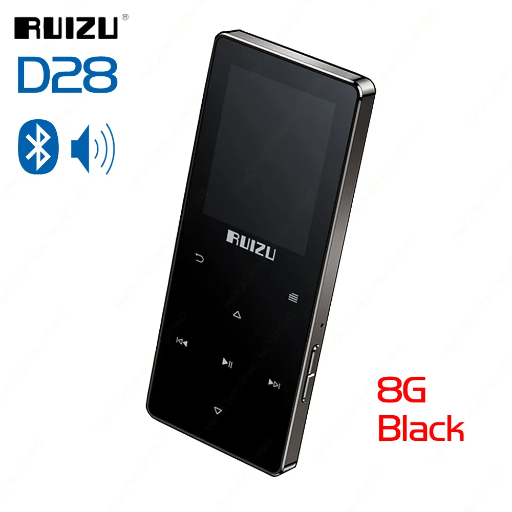 Black With Blueooth Ruidu D28 Bluetooth MP3 плеер 8G музыкальный плеер Портативный Walkman со встроенным динамиком поддержка fm-рекордер электронная книга часы Шагомер - Цвет: Black With Blueooth
