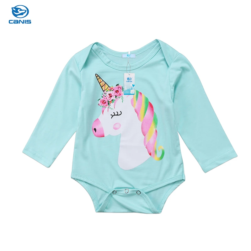 Милая одежда с рисунком единорога для новорожденных мальчиков и девочек