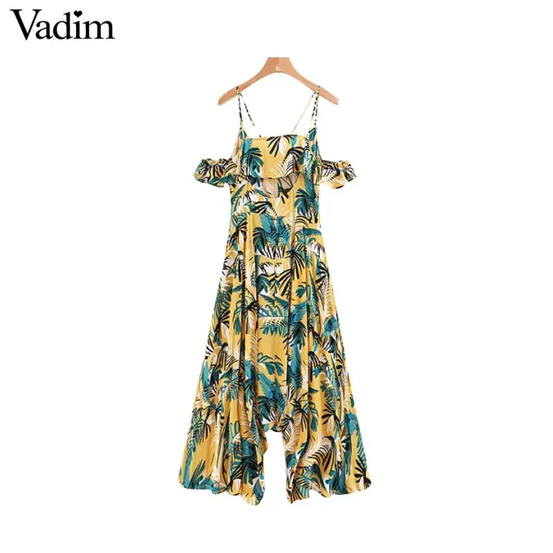 Асимметричное платье миди с принтом Vadim гофрированное открытыми плечами на