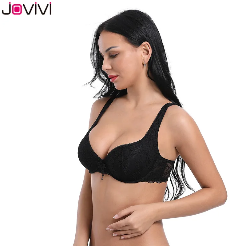Jovivi, 1 шт., 3/4 чашечки, женский бюстгальтер на косточках, удобный кружевной бюстгальтер, повседневный цветочный бюстгальтер, стильные очаровательные черные бюстгальтеры на каждый день, 32B-42DDD