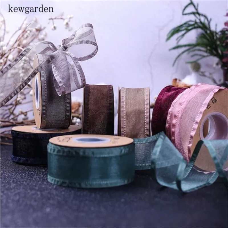 Kewgarden вручную изготовленная лента " 1,5" 25 мм 40 мм кружевная гофрированная лента из органзы ленты DIY бант атласная лента аксессуары Riband 10 ярдов