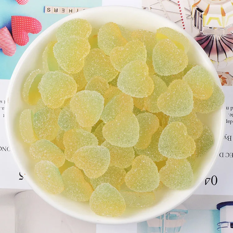 Gradient yellow gree 10 шт./лот, искусственные кабошоны из смолы в форме сердца, имитация еды, сделай сам, скрапбукинг, украшение, ремесло - Цвет: Gradient yellow gree