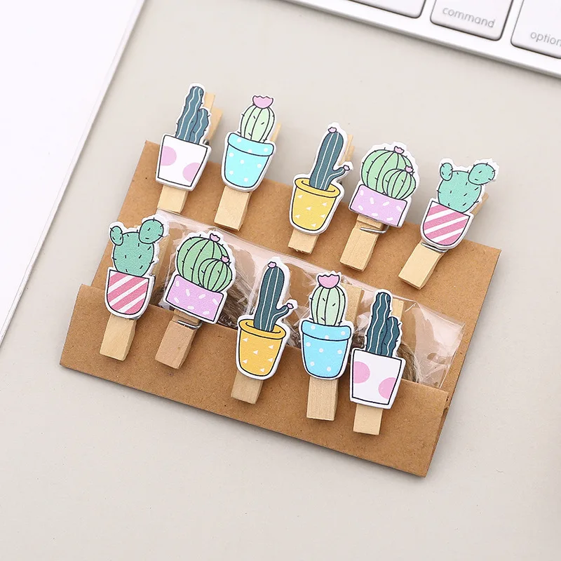 10 шт./упак. украшения кактус деревянный зажим фото бумага ремесло зажимы сделай