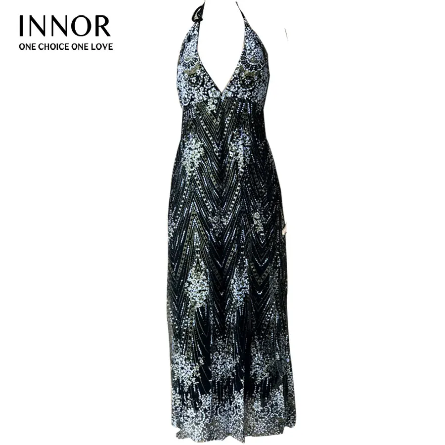 Женское сексуальное кружевное длинное платье без рукавов с глубоким v образным