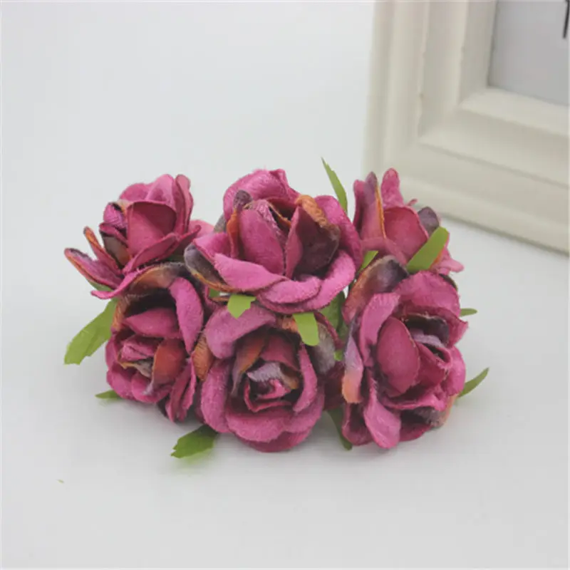 6 шт./бутон букета на осень роза шелковые розы декор в виде цветка домашнее