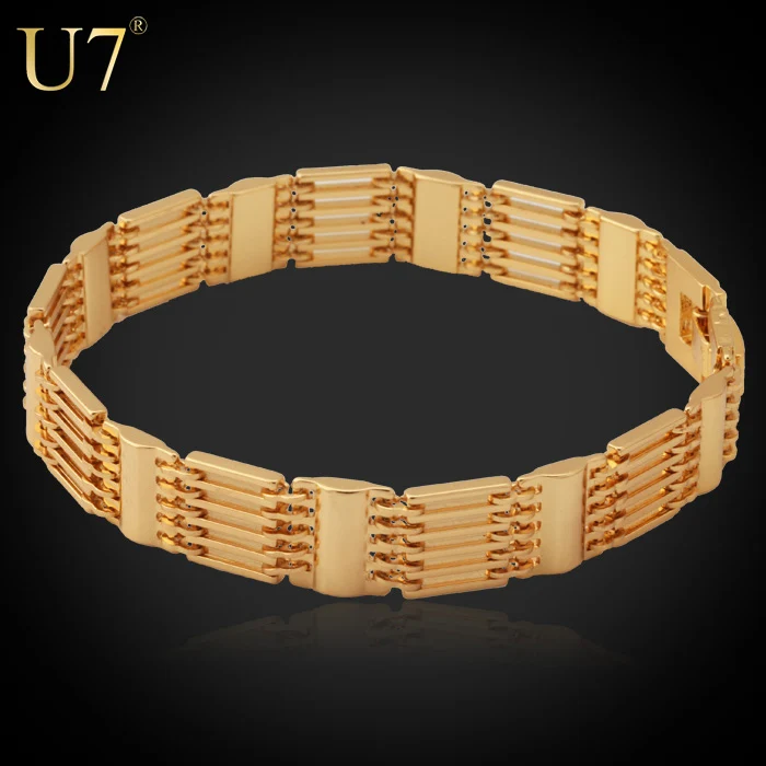 U7 Широкие Браслеты Ювелирные Изделия Новый Позолоченный Коренастый