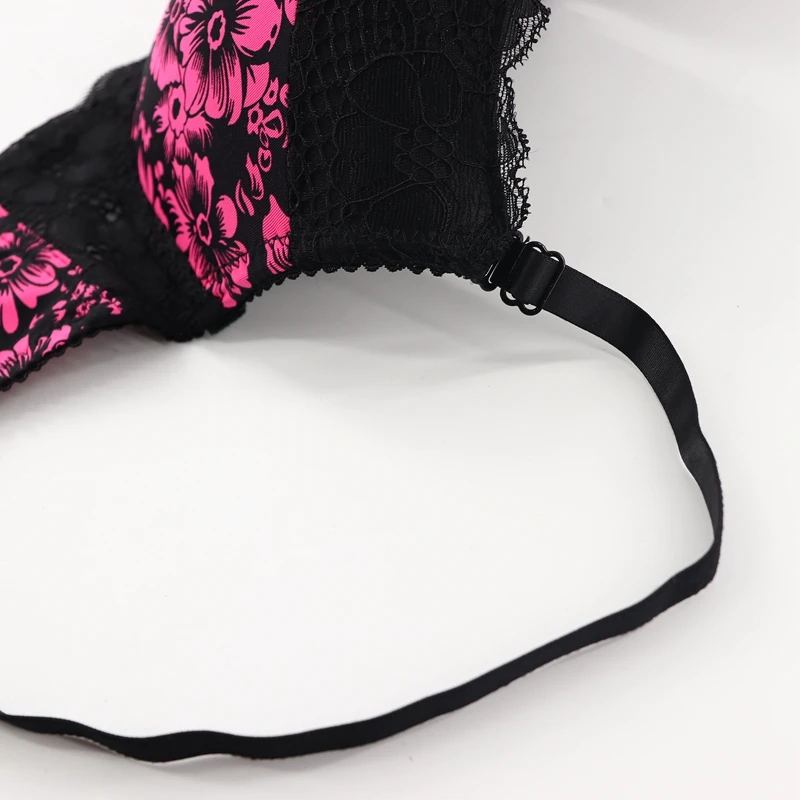 Beauwear, Ретро стиль, кружевные сексуальные бюстгальтеры, Дамское цветочное нижнее белье, черный цвет, большой размер, мягкое нижнее белье, пуш-ап бюстгальтер, Bh Размер 40-46 B C D