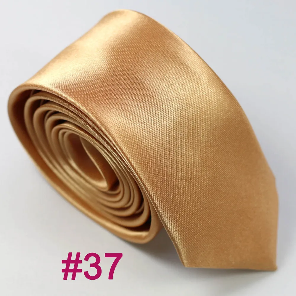 Color 37 Партия 10 штук " полиэстер тонкий сплошной цвет узкий галстук тонкий обтягивающие Галстуки Повседневный галстук Gravatas cravate № 21 до#40 - Цвет: Color 37