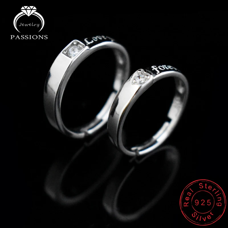 Горячая мода простой дизайн циркон вырезка влюбленных набор колец серебро 925