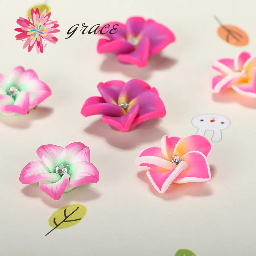 15 шт./лот 20 мм Полимерная глина Подвески Plumeria Цветы бусины для модных сережек