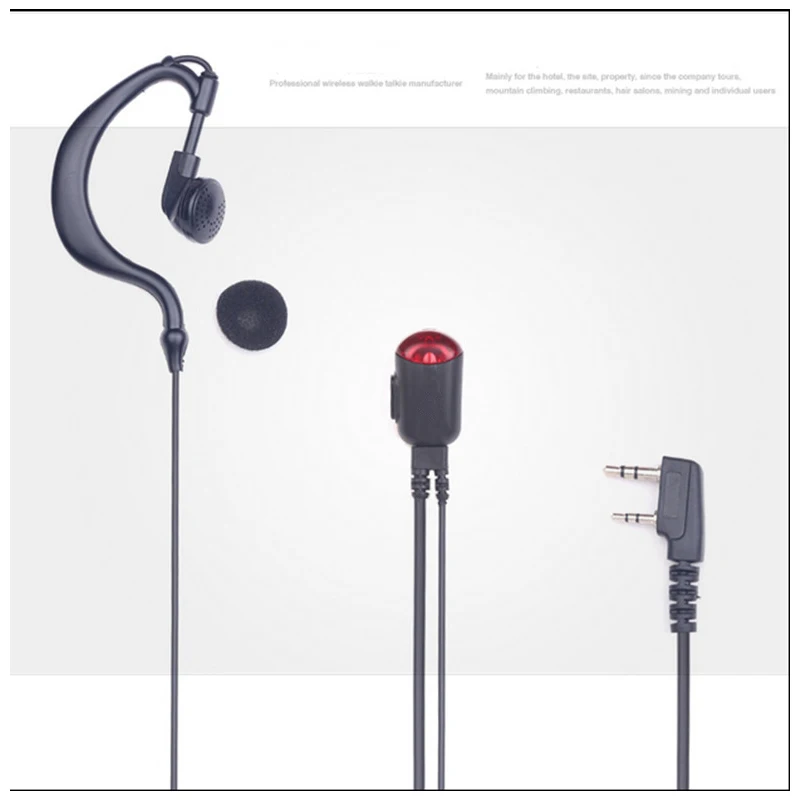 XQF 2 Pin with Lamp Earhook Earpiece Black for KENWOOD TK3207 BAOFENG UV5R TYT WOUXUN PUXING Walkie Talkie Series