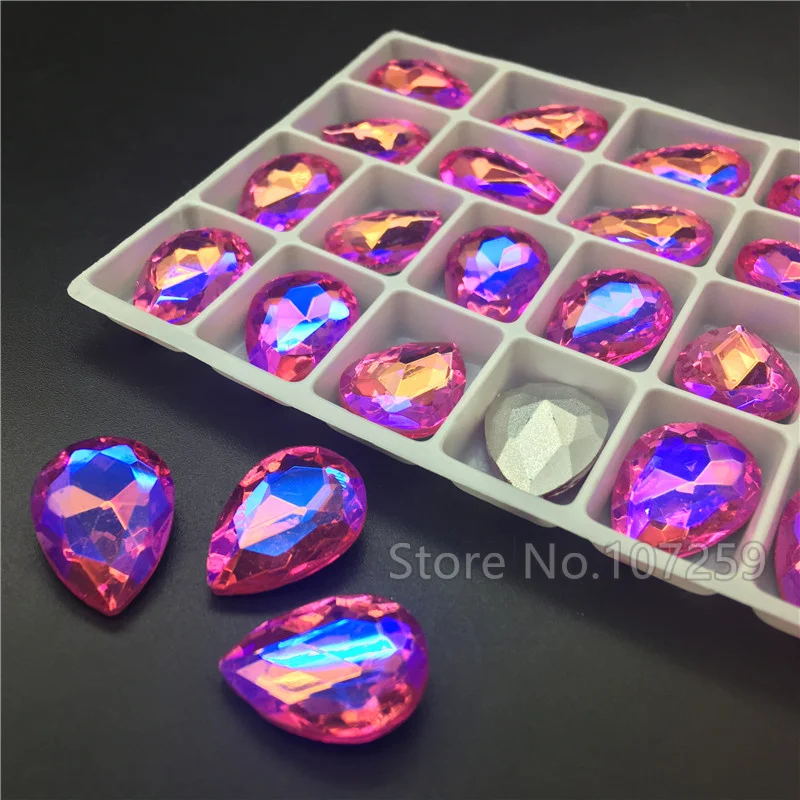 TopStone роза AB стеклянный кристалл заостренный задник искусственный камень