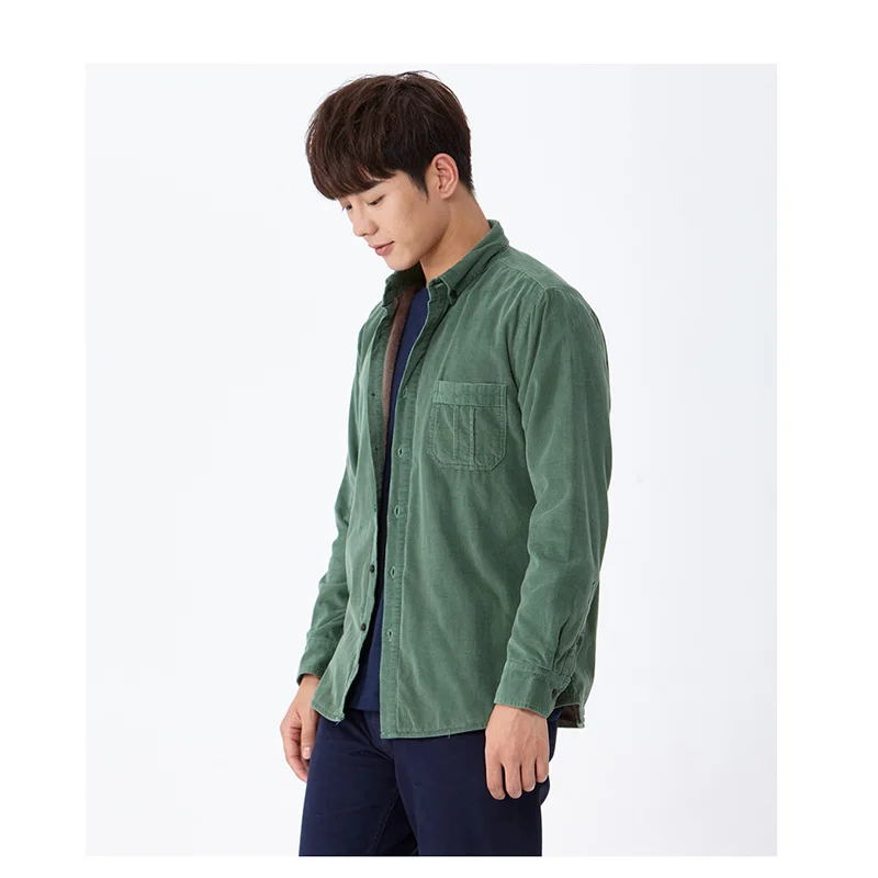 

Winter male shirt cotton corduroy warm shirts long sleeve men's velvet thick warm shirt men 100% cotton clothes free shipping ou