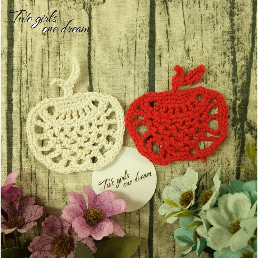 Оригинальный DIY 10 см Apple coaster ручной работы крючком салфетки Декор свадебного