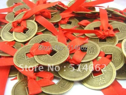 

50PCS Feng Shui Three Emperor Coins-With Satin Bag