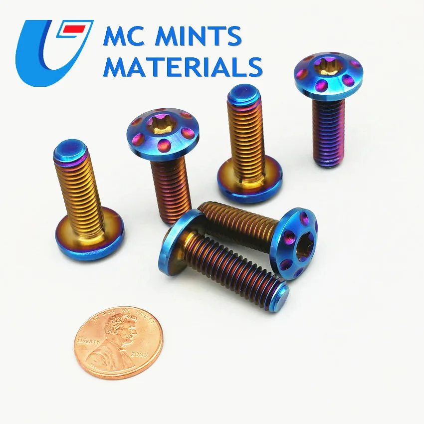 

Titanium Bolt Motorcycle Disc Brake Capliers Ti Bolts M8 x25/30mm Torx Head Burned Blue Color 4/6pcs Ti Screws Ti Fastener
