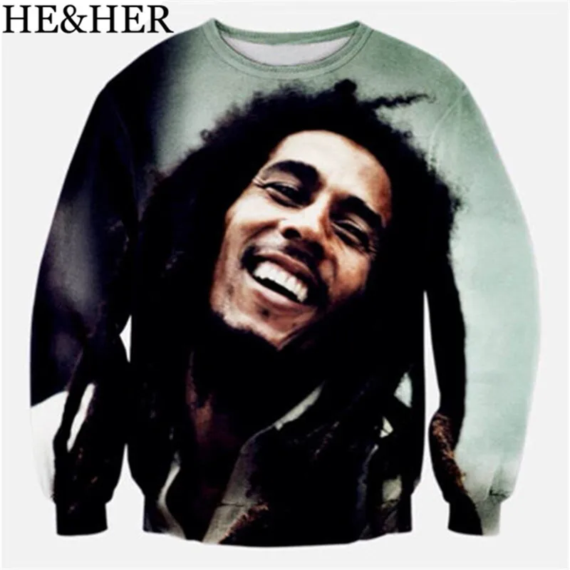 

3D Print Hiphop Singer Reggae Music Bob Marley Sweatshirts Long Sleeve O-neck Outerwear Men/Women Streetwear 2019 Clothing Tops