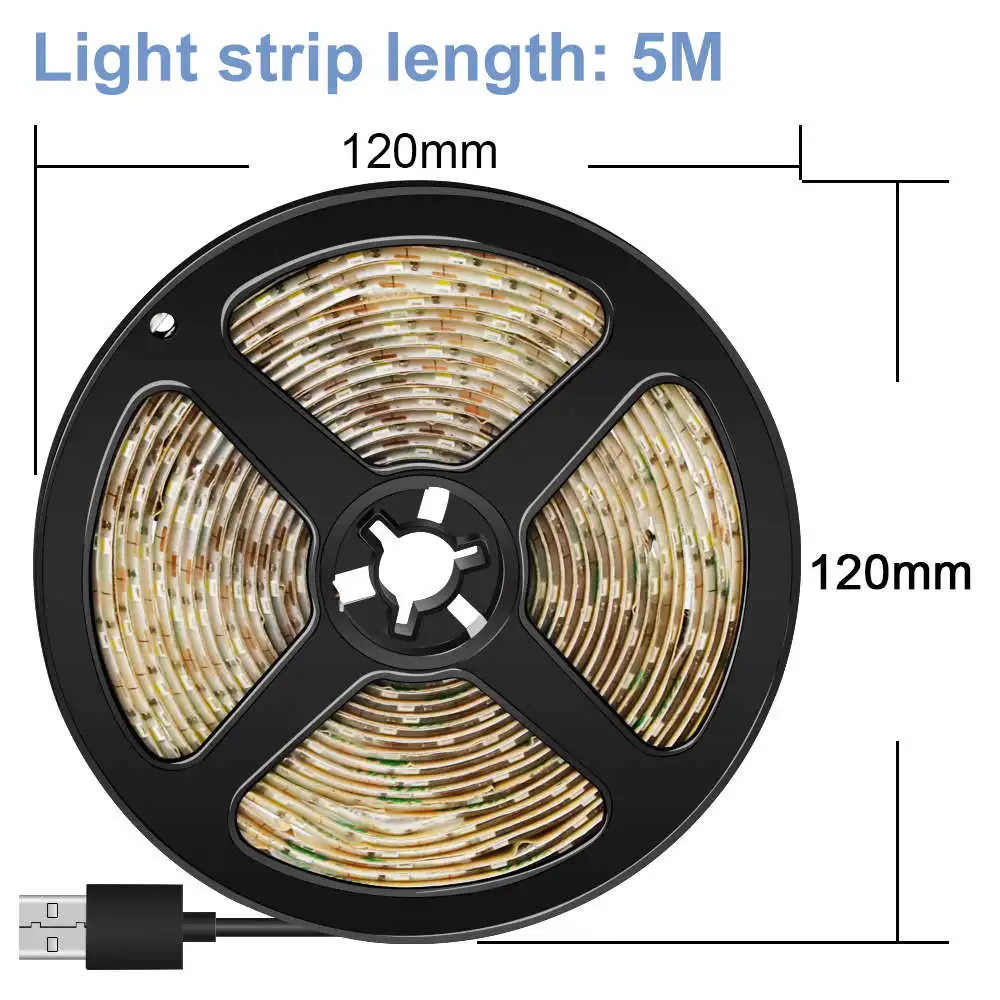5M 300leds Светодиодная лента USB 5V водонепроницаемая лента 2835 Ledstrip 5M гибкий Fita неоновый декоративный предмет со светодиодной подсветкой ТВ подсветка для спальни - Испускаемый цвет: 5M 300leds