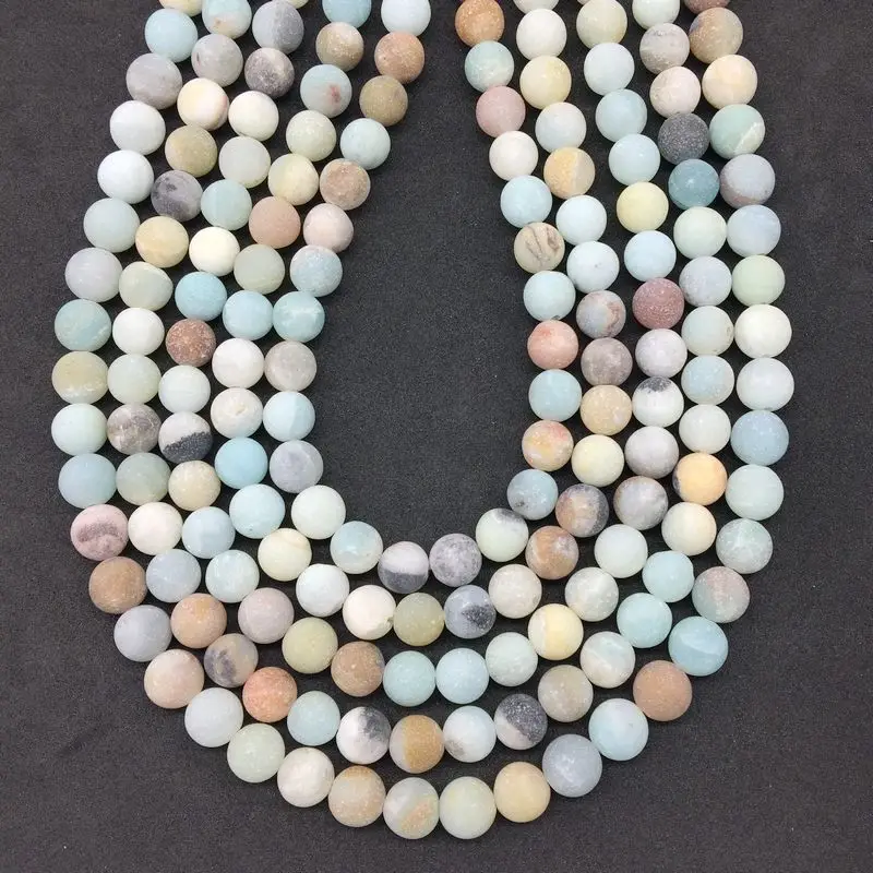 Matt Frosted Dull Polsh Natural Amazonite Stone Beads Spacer Round 4mm 6 mm 8 10 for DIY Making Jewelry | Украшения и аксессуары