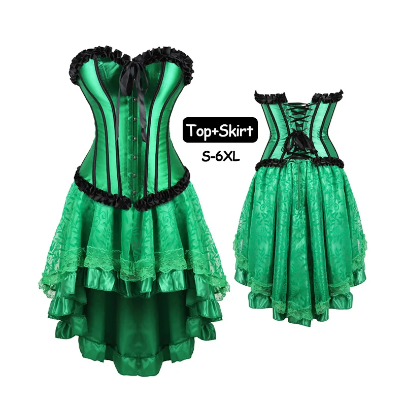 Плюс размер корсет платье Набор для женщин Клубная одежда кружева полоса Burlesque