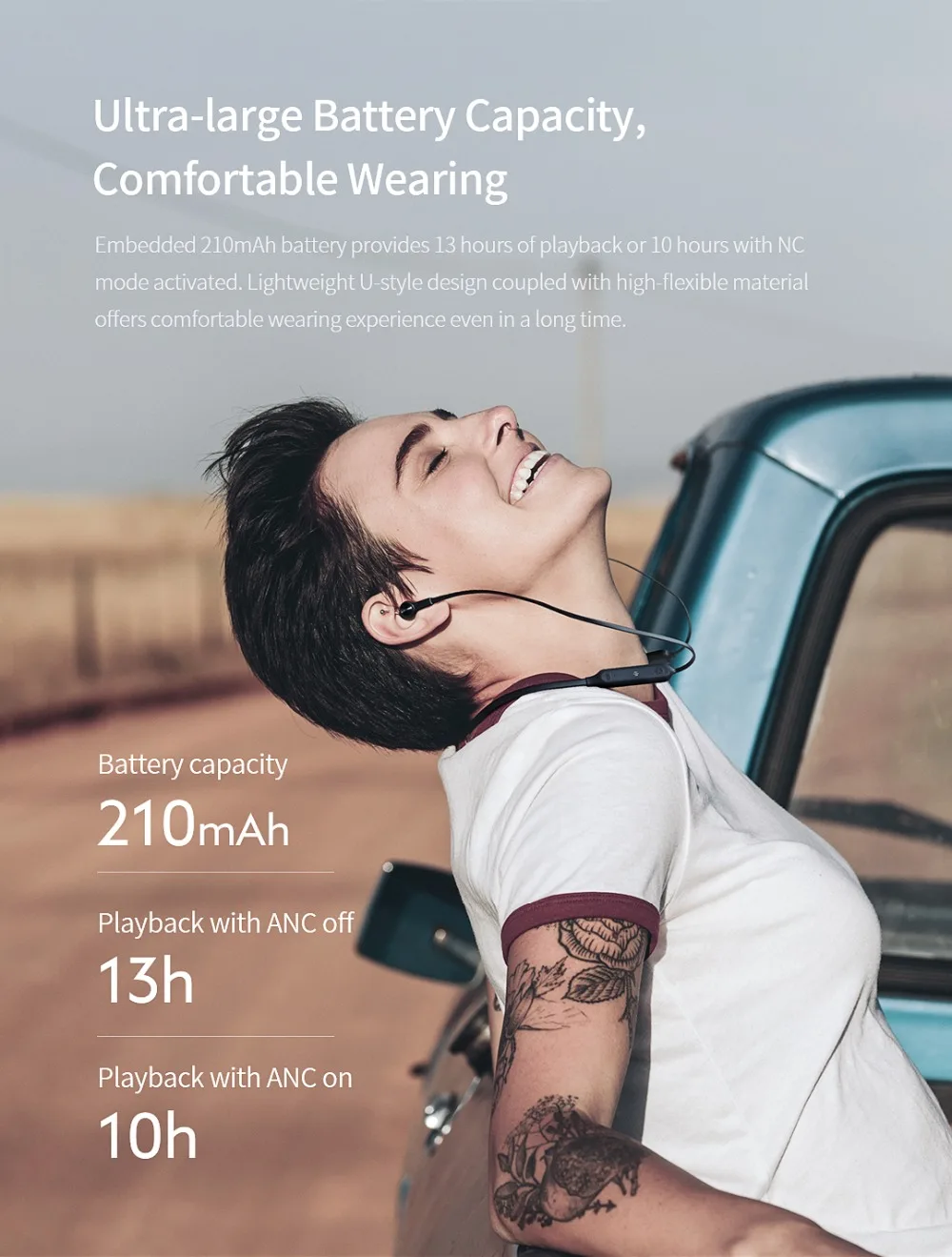 QCY L2 Wireless Headphones IPX5 Waterproof ANC Noise cancelling Wireless Earphones Bluetooth 5.0 Sport Headphones with Mic