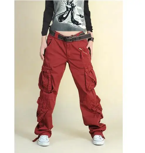 

Women Cargo Pants Pocket Cotton Hip Hop Leisure Trousers Loose Baggy Military Army Tactical Pants Wide Leg Joggers Plus Size XXL