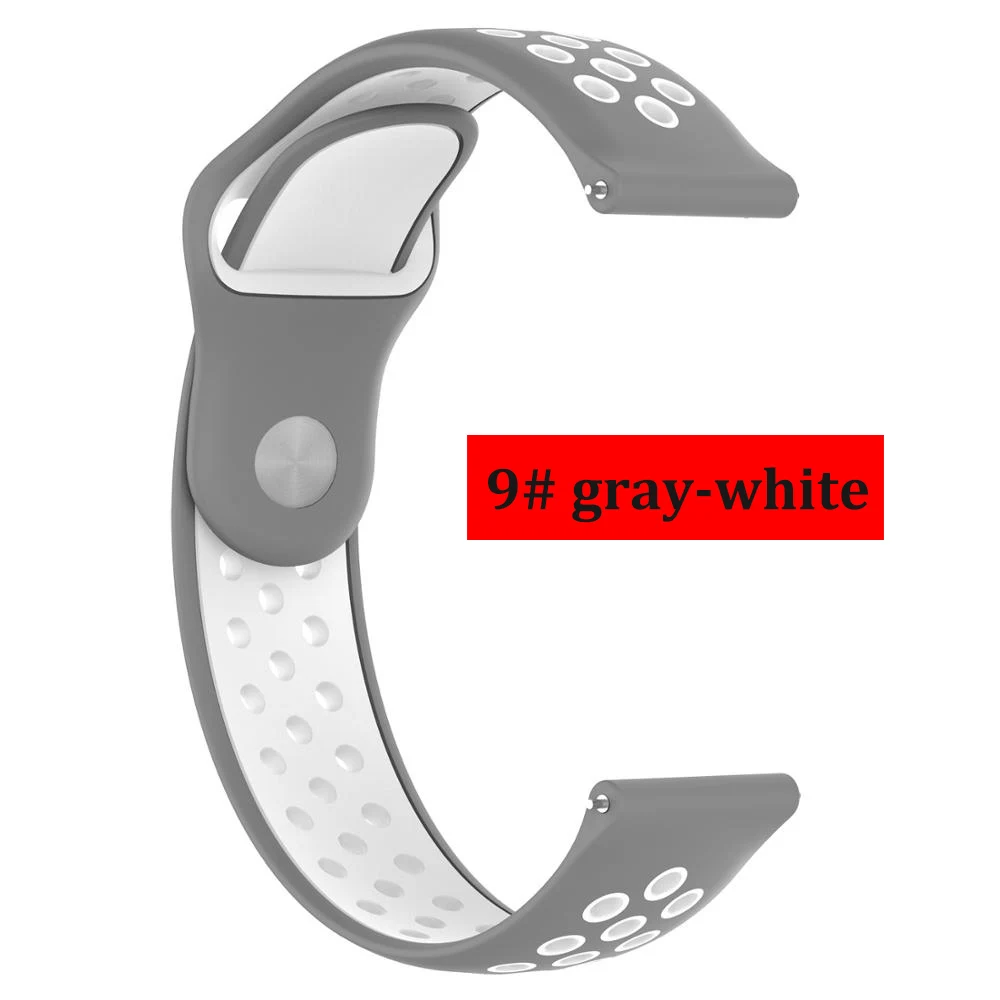 gray-white 9 Huawei watch gt ремешок для samsung gear S3/Galaxy watch 46 мм/Amazfit bip/Honor magic двойной цвет силиконовый браслет на запястье - Цвет ремешка: gray-white 9