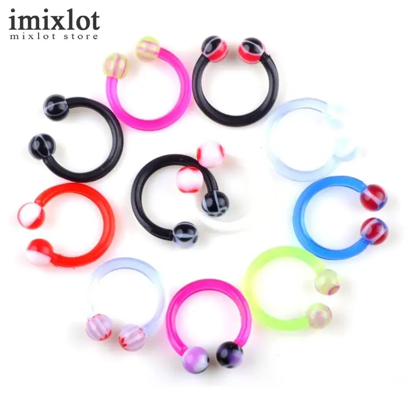Imixlot 10 шт./лот 16 Стиль красочные мягкие акрил для бровей пупка губ язык кольцо нос