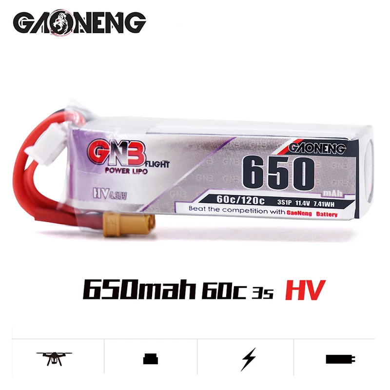 5 шт. Lipo аккумулятор Gaoneng GNB HV 650mAh 60C 1s 2s 3s 4S HV с разъемом PH2.0 XT30 для Emax Tinyhawk Kingkong LDARC TINY