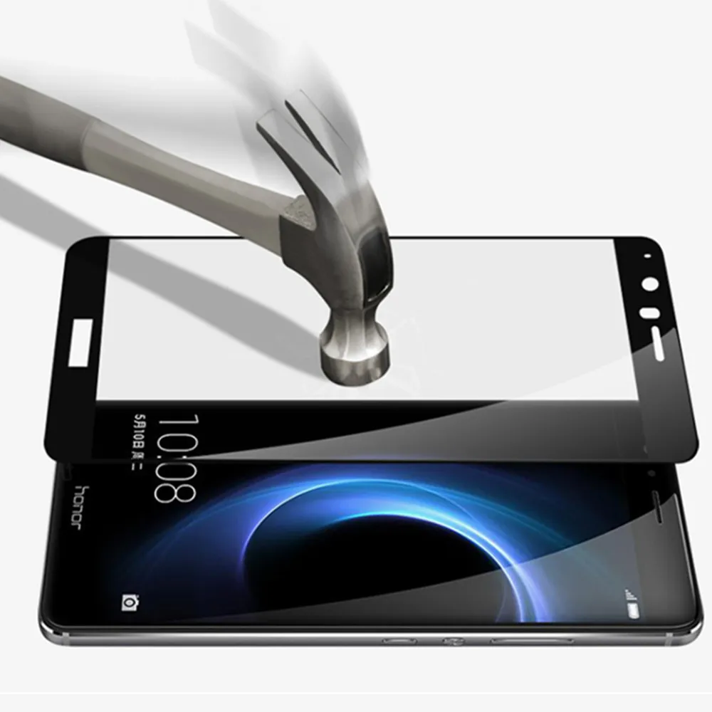 Закаленное стекло с полным покрытием для Huawei Honor V8 2 шт. защита экрана Защитная