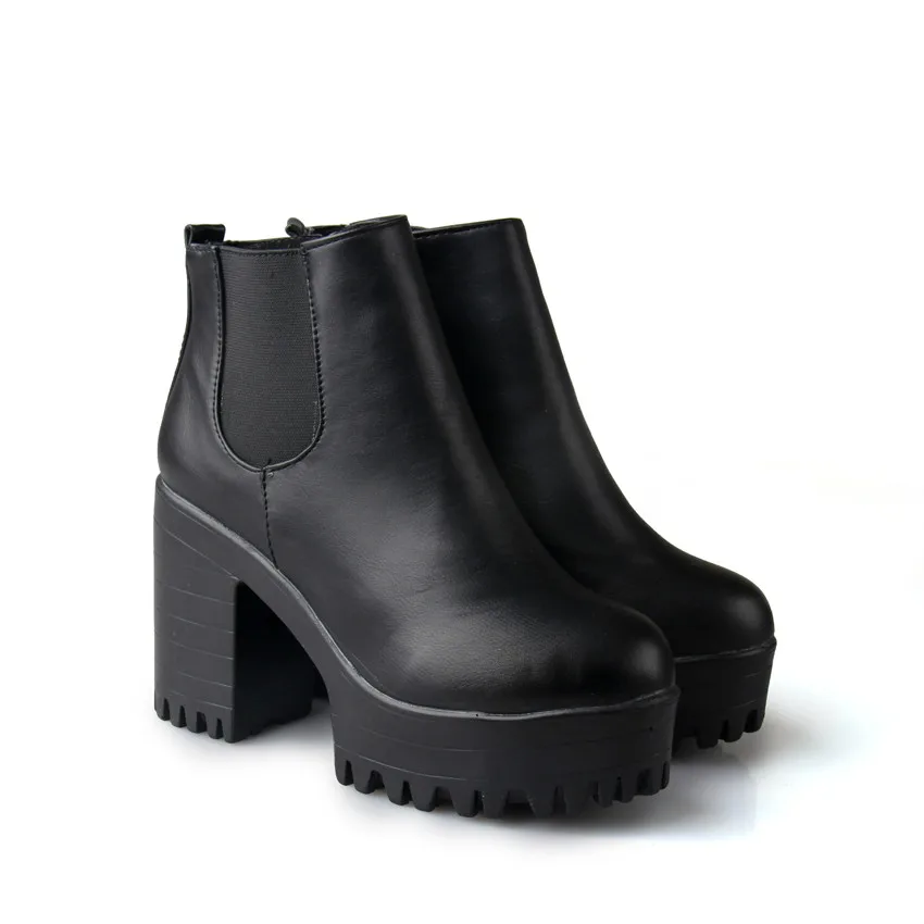 Прямая поставка Botas Mujer Модные женские ботинки на квадратном каблуке и платформе