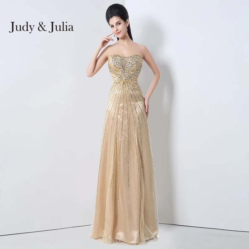 Exquisite Crystal Beaded Nude Tulle Long Prom Dresses Evening XZ002 | Свадьбы и торжества